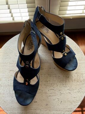 Karl Lagerfeld Denim Wedge Sandals